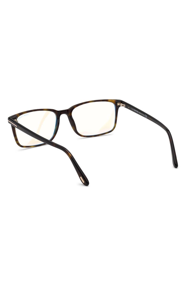 TOM FORD 54mm Rectangular Blue Light Blocking Glasses, Alternate, color, Havana Rose Gold / T Logo