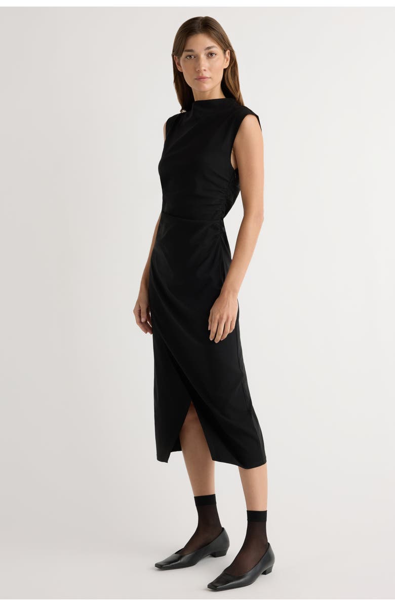 Modern Citizen Manon Asymmetric-Neck Ruched Dress, Main, color, Black