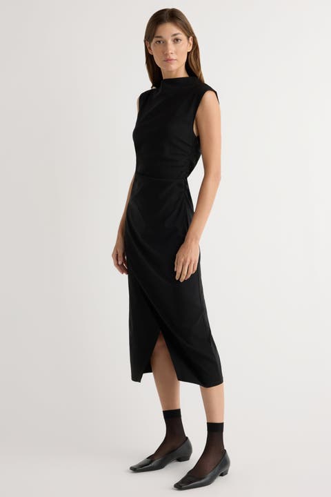 Manon Asymmetric-Neck Ruched Dress