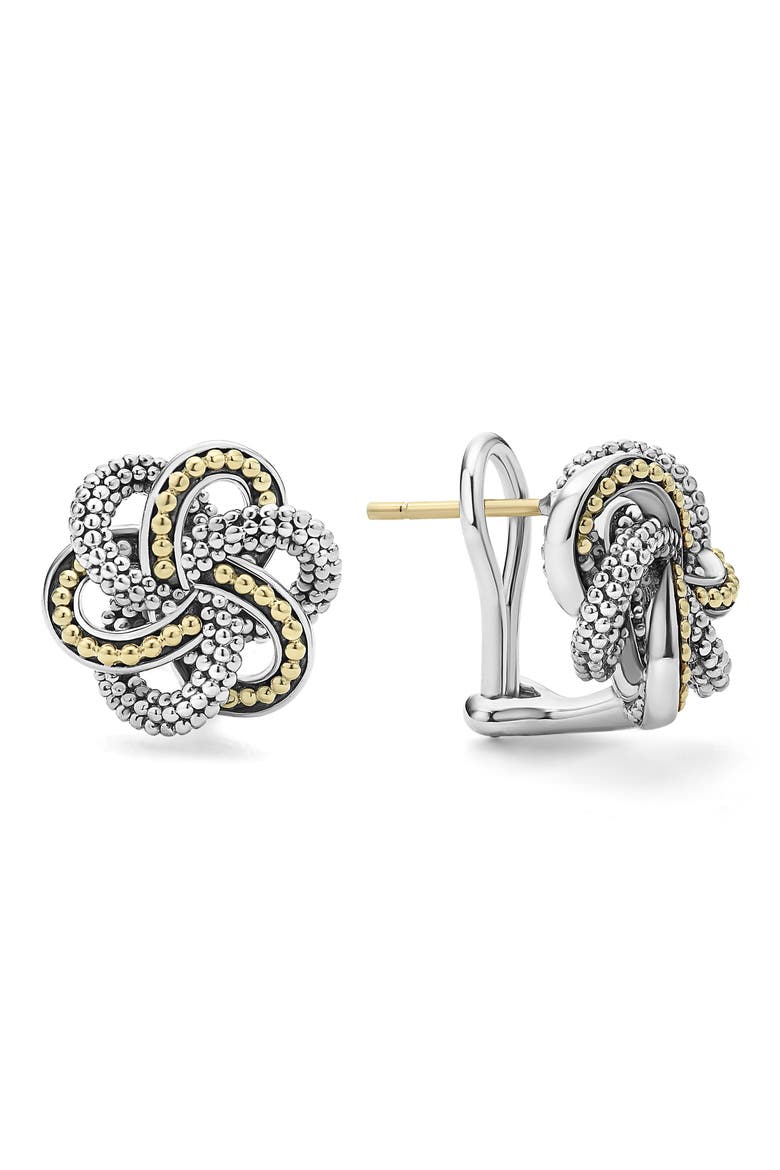 Love Knot Stud Earrings, Alternate, color, TWO-TONE