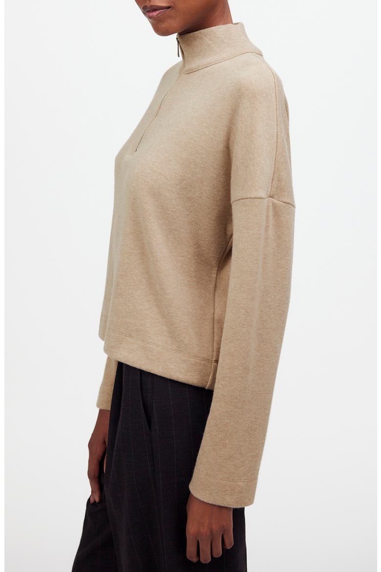 Quarter-Zip Pullover Top, Alternate, color, FADED BIRCH