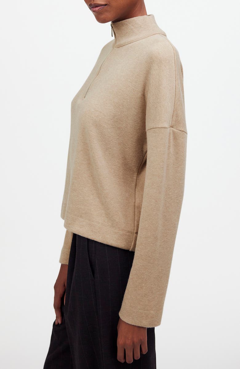 Madewell Quarter-Zip Pullover Top, Alternate, color, Faded Birch
