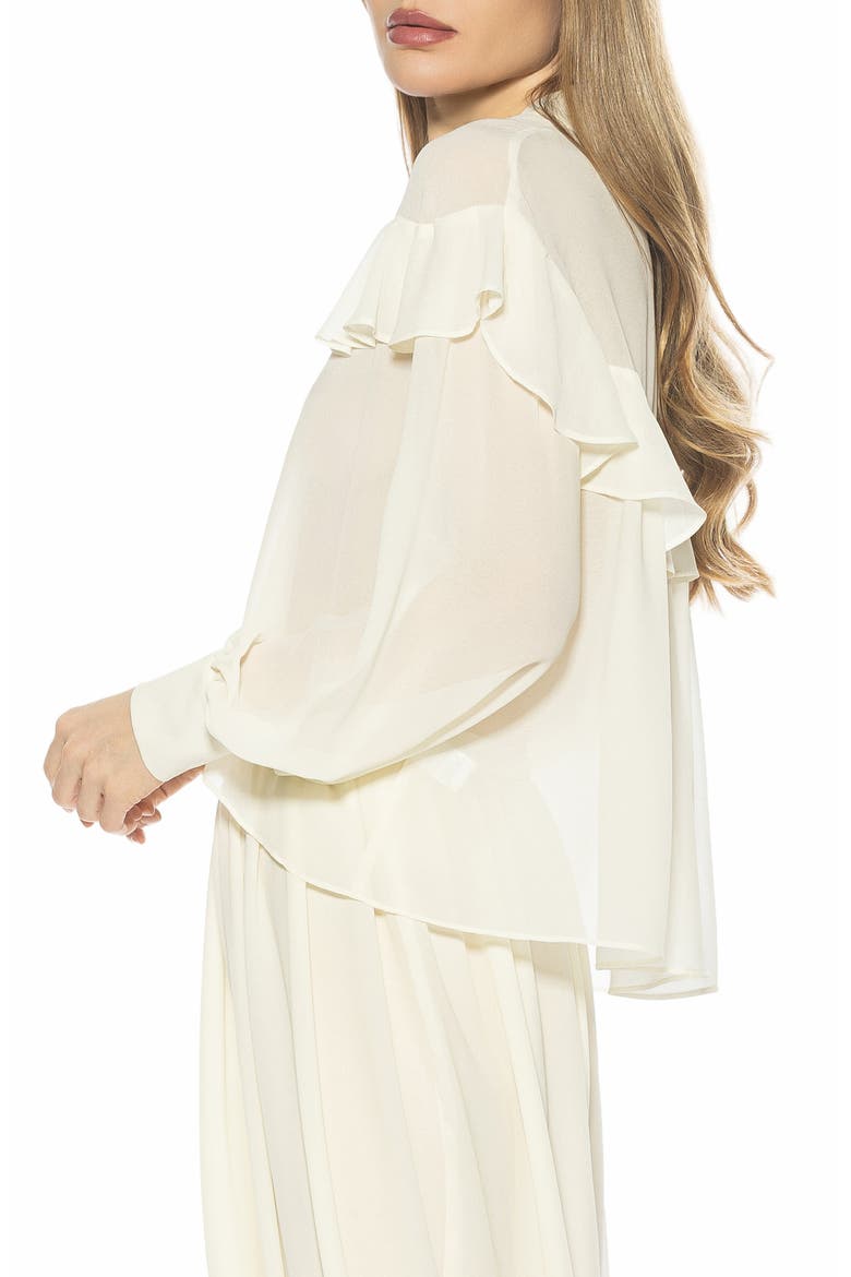 Solace Ruffle Long Sleeve Button-Up Top, Alternate, color, IVORY