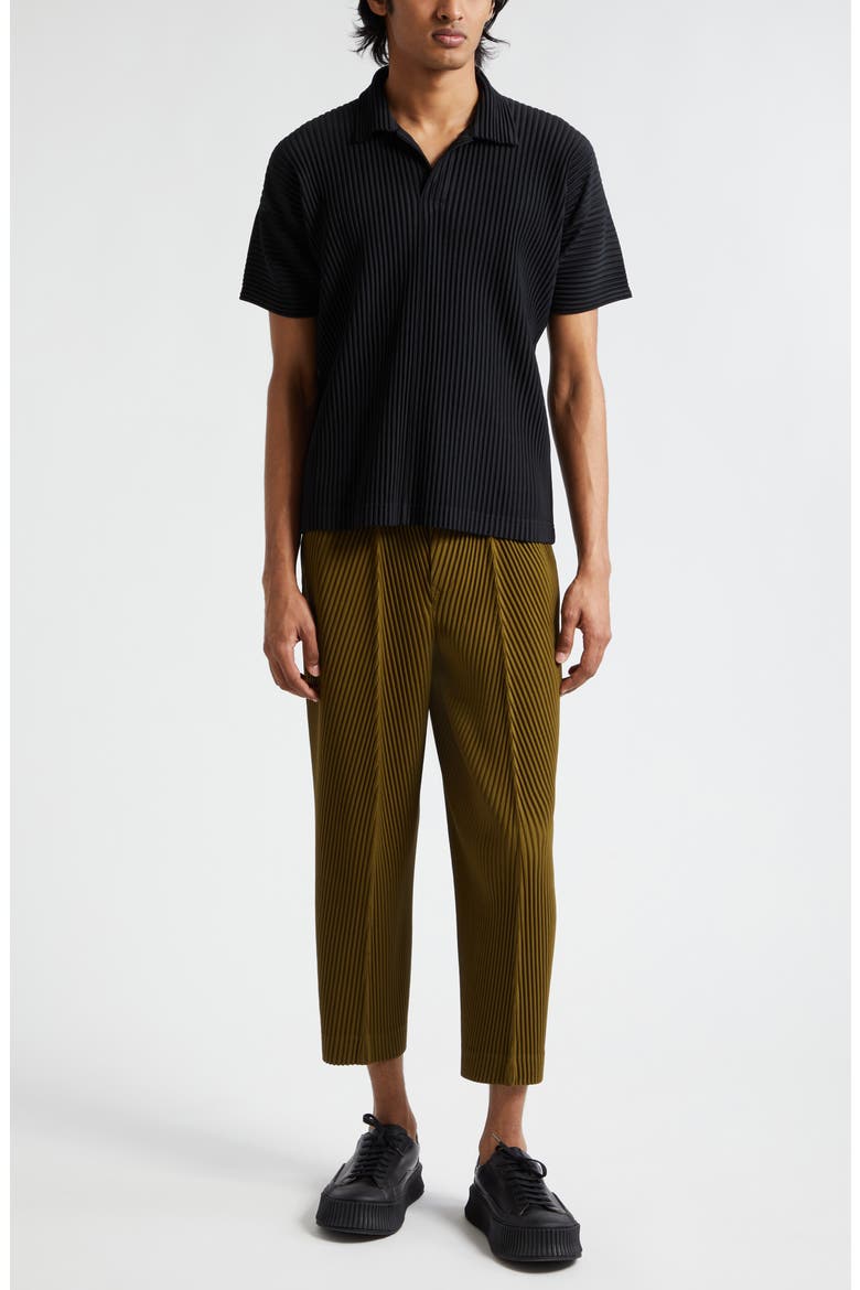 Basics Pleated Polo, Alternate, color, BLACK