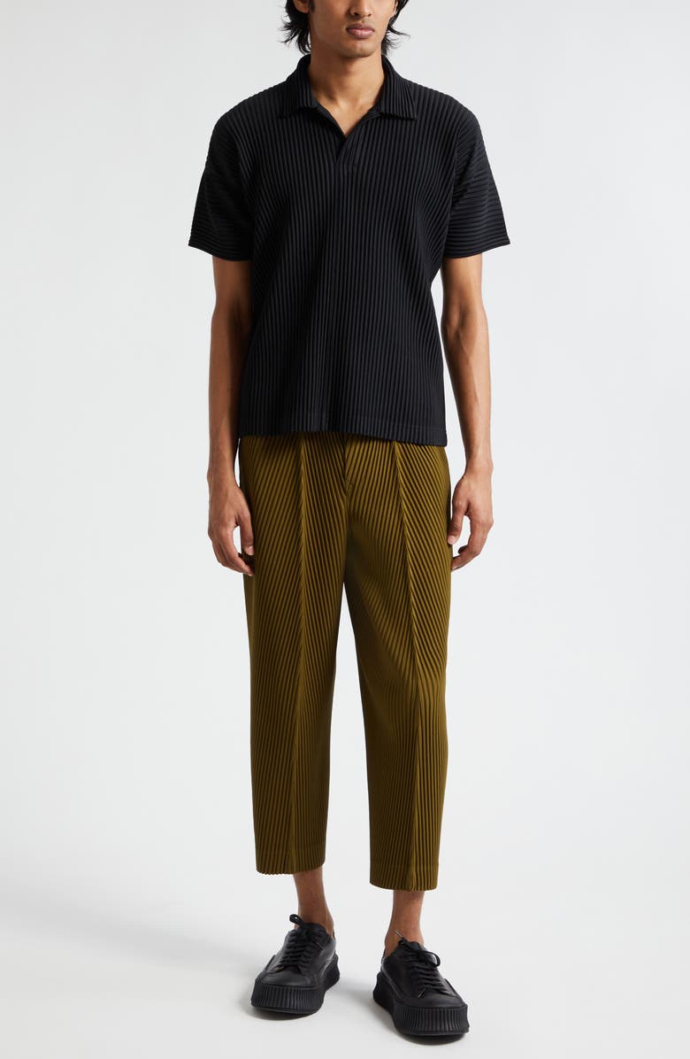 Homme Plissé Issey Miyake Basics Pleated Polo, Alternate, color, Black