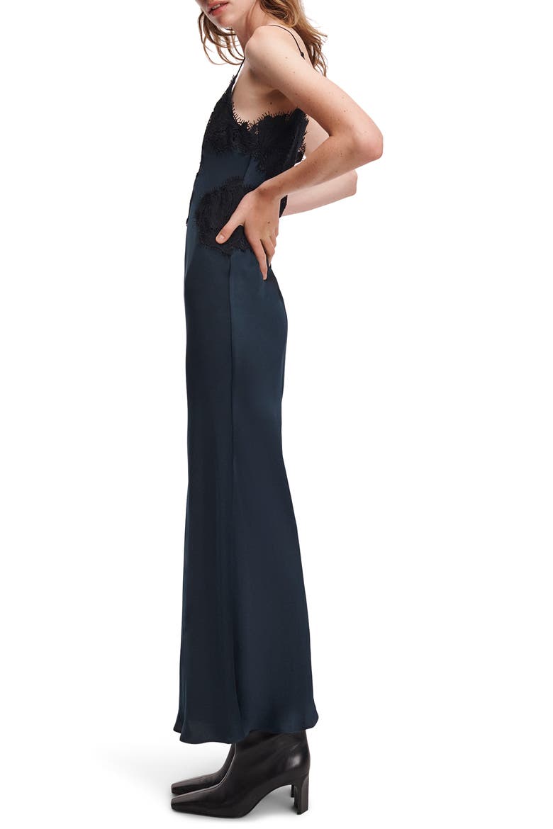 Ariana Lace Trim Slipdress, Alternate, color, NAVY