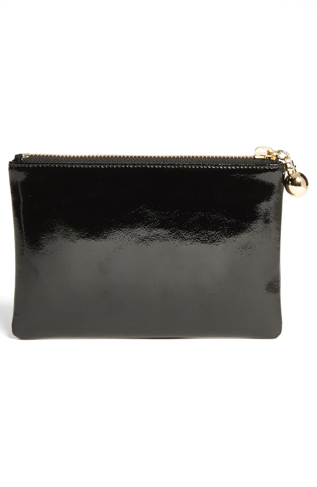 Patent Leather Clutch, Alternate, color, HAPPY HOUR/ BLACK