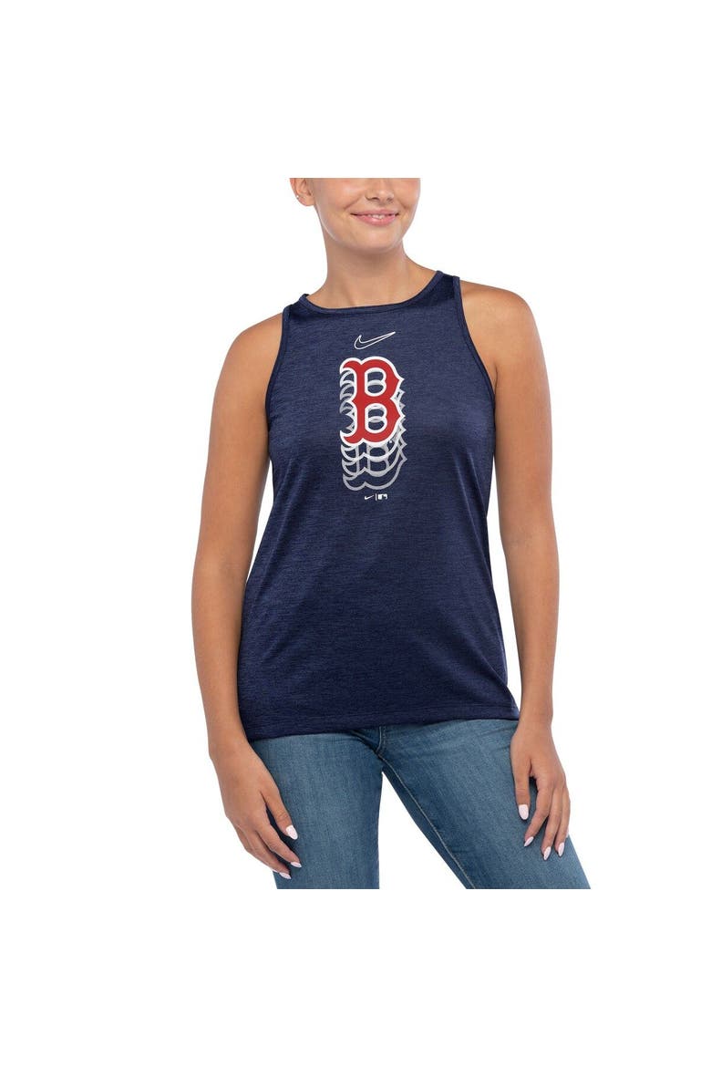 Women's Nike Navy Boston Red Sox Logo Fade High Neck Performance Tank Top, Alternate, color, Navy