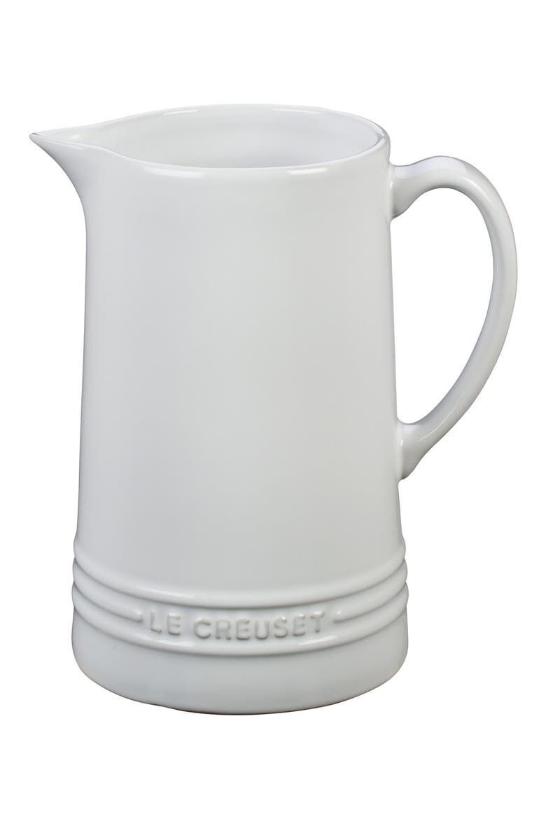 Glazed Stoneware 1 2/3 Quart Pitcher, Main, color, WHITE