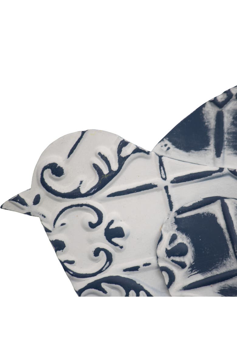Set of 2 Brushed White Bird Cottage Tin Tile Metal Wall Décor, Alternate, color, Blue