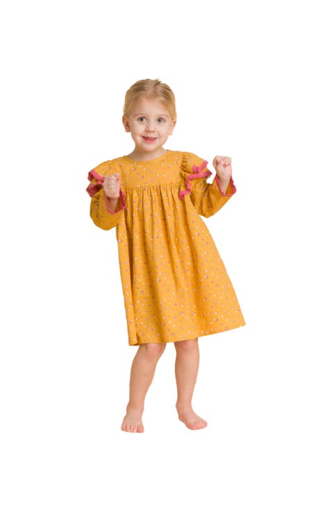 Toddler Flutter Sleeves Dress with Lace Trim | Provence Meadow