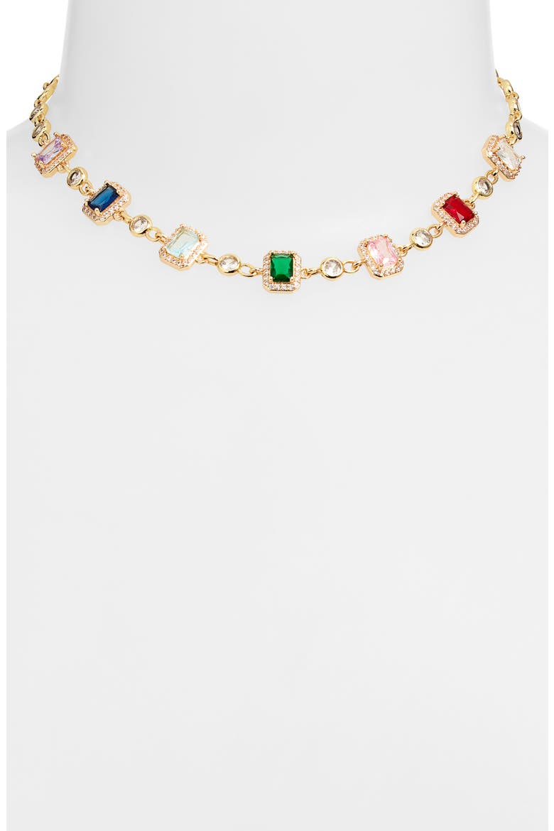 Multi Cubic Zirconia Choker Necklace, Main, color, GOLD/ MULTI