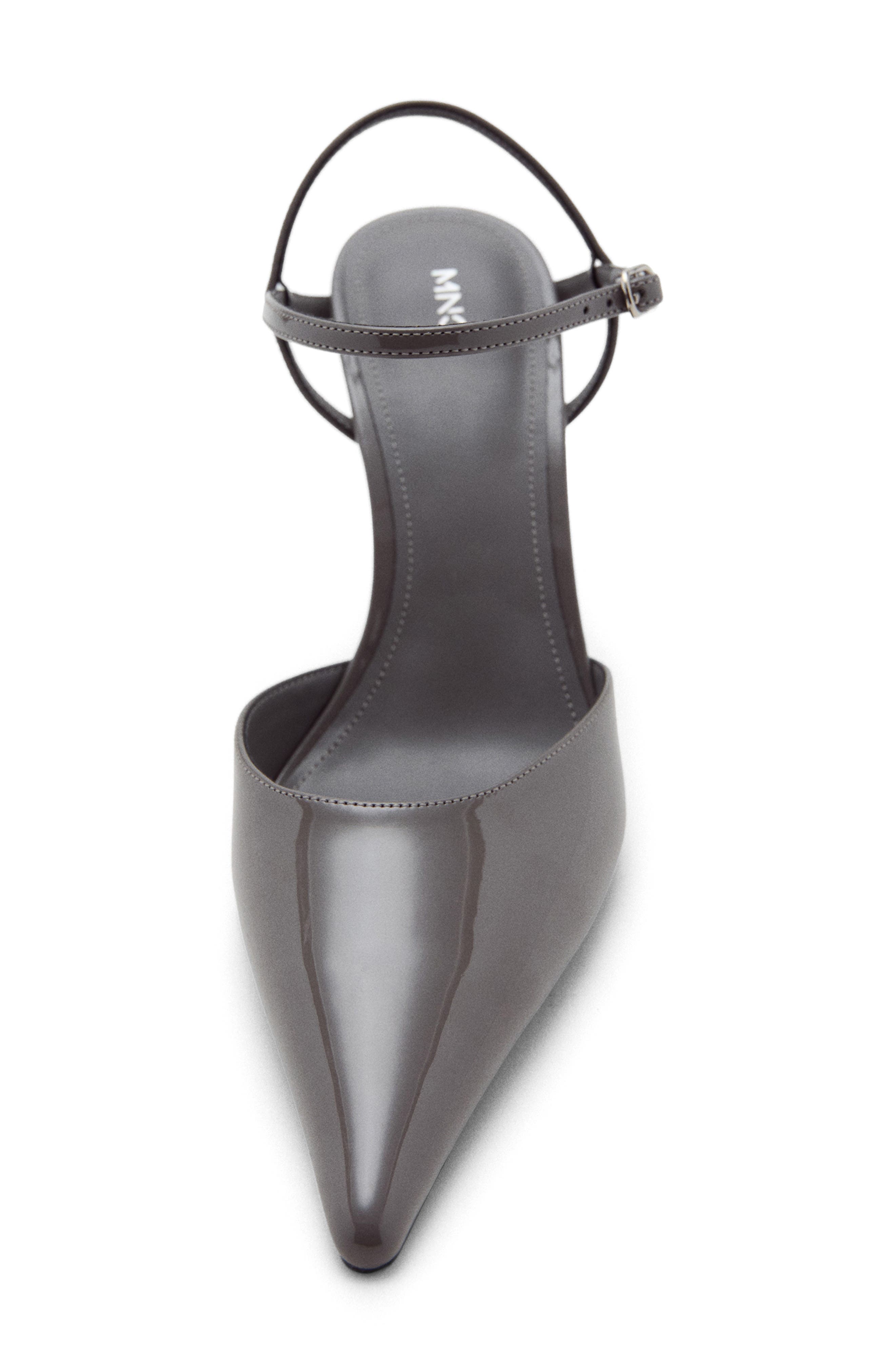 MANGO Ankle Strap Pointed Toe Slingback Pump, Alternate, color, Grey