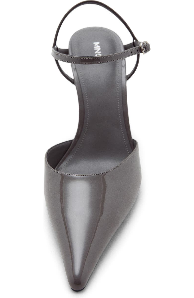 MANGO Ankle Strap Pointed Toe Slingback Pump, Alternate, color, Grey
