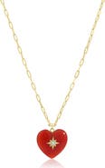 The Lovery Fine Jewelry Agate Starburst Heart Paperclip Necklace