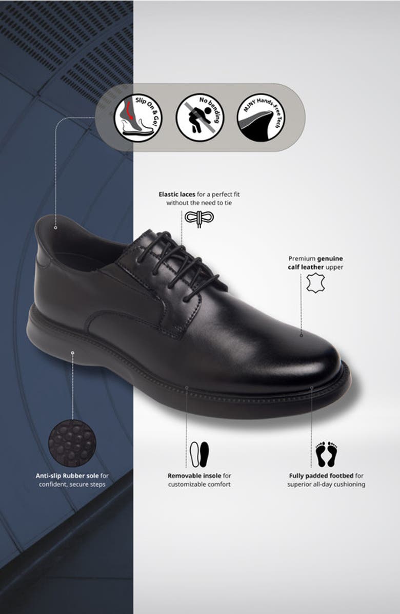 Marc Joseph New York North Street Hands Free Technology Leather Dress Oxford, Alternate, color, Black Napa Leather