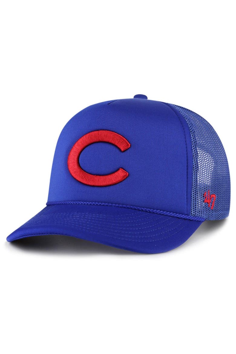 Men's '47 Royal Chicago Cubs Foam Logo Trucker Adjustable Hat, Main, color, Royal