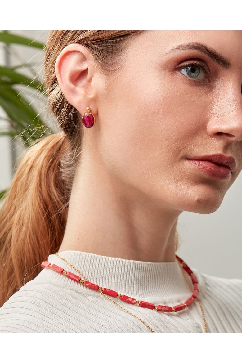 Siena Stud Earrings, Alternate, color, Ruby