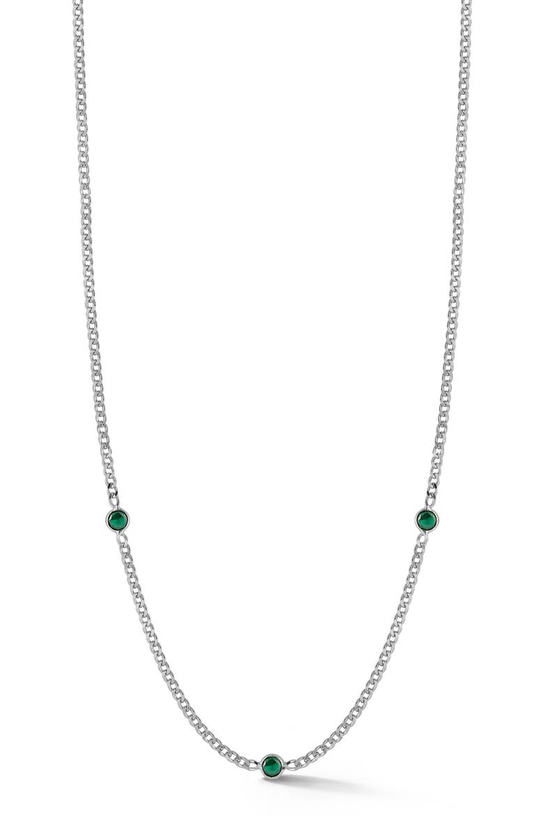 Cubic Zirconia Station Chain Necklace, Main, color, SILVER