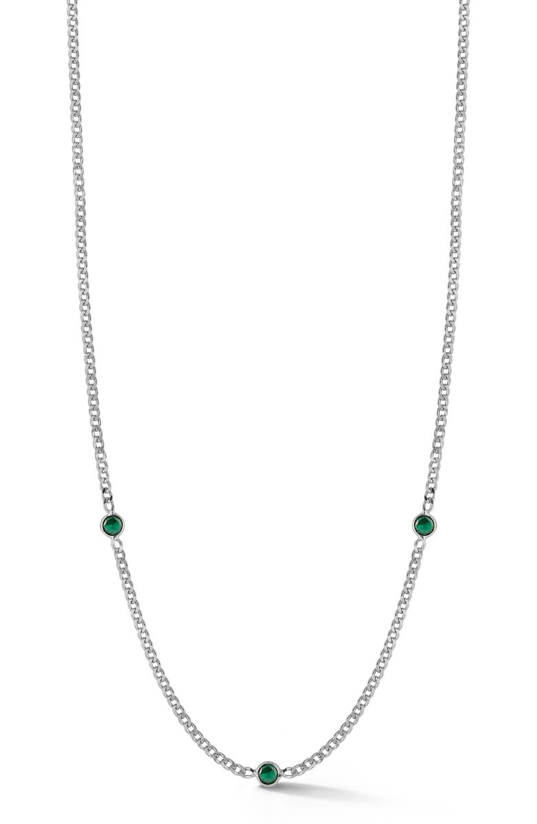 SPHERA MILANO Cubic Zirconia Station Chain Necklace, Main, color, Silver