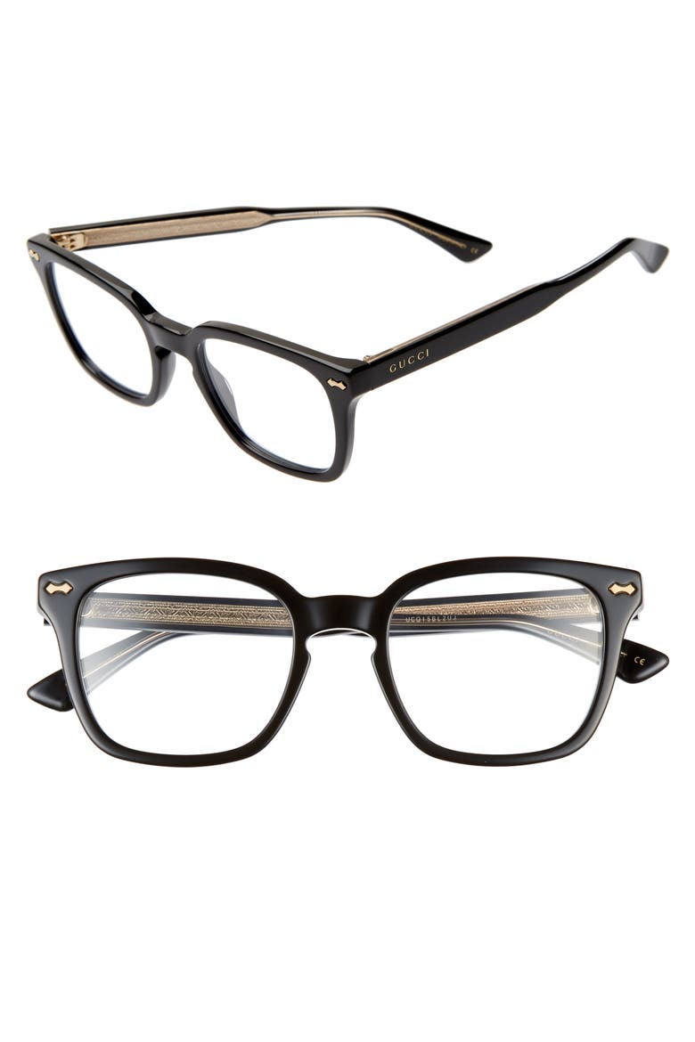 50mm Square Optical Glasses, Main, color, BLACK