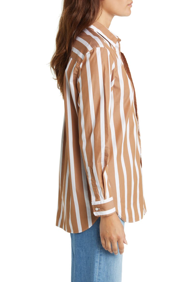 Joedy Stripe Boyfriend Button-Up Shirt, Alternate, color, WIDE CAMEL STRIPE