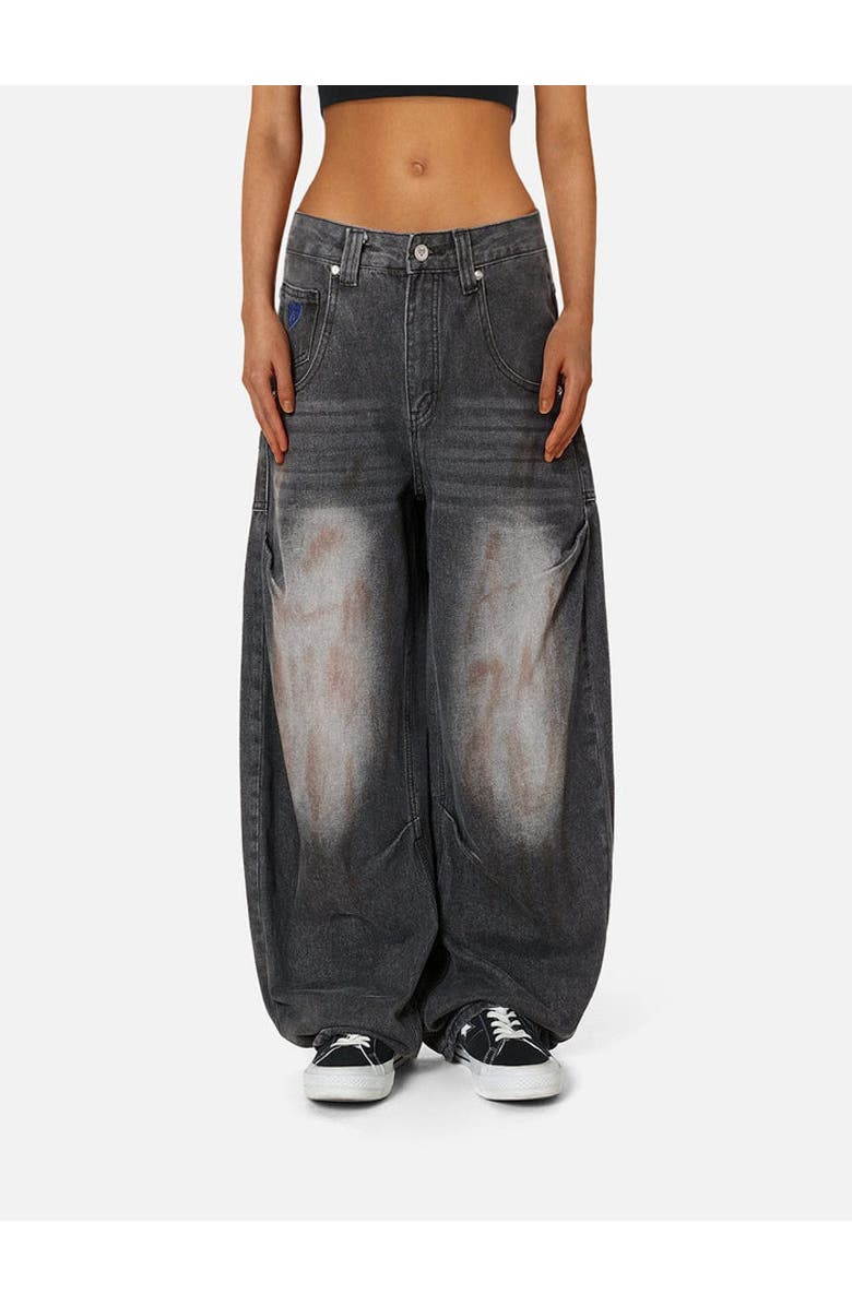 AELFRIC EDEN Dirty-Dyed Super Baggy Barrel Jeans, Alternate, color, Black