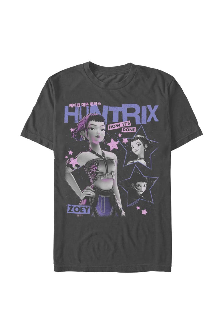 Men's KPop Demon Hunters Pop Star Huntrix Zoey  Graphic T-Shirt, Main, color, Charcoal