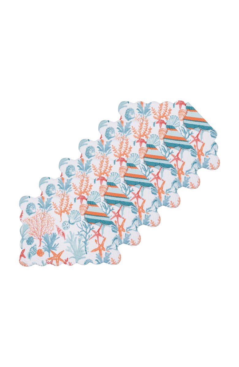 C&F Home Tangerine Coast Placemats, Set of 6, Alternate, color, Blue