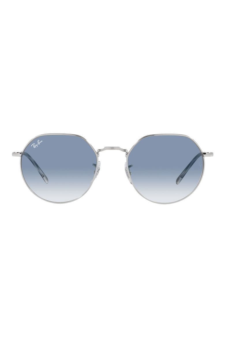 Jack 53mm Round Sunglasses, Main, color, SILVER / CLEAR GRADIENT BLUE