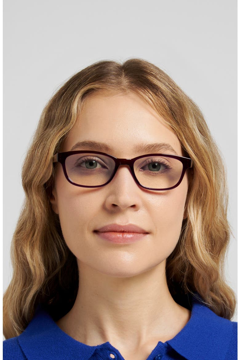 joetta 50mm rectangular blue light blocking glasses, Alternate, color, BROWN/ BLUE AS