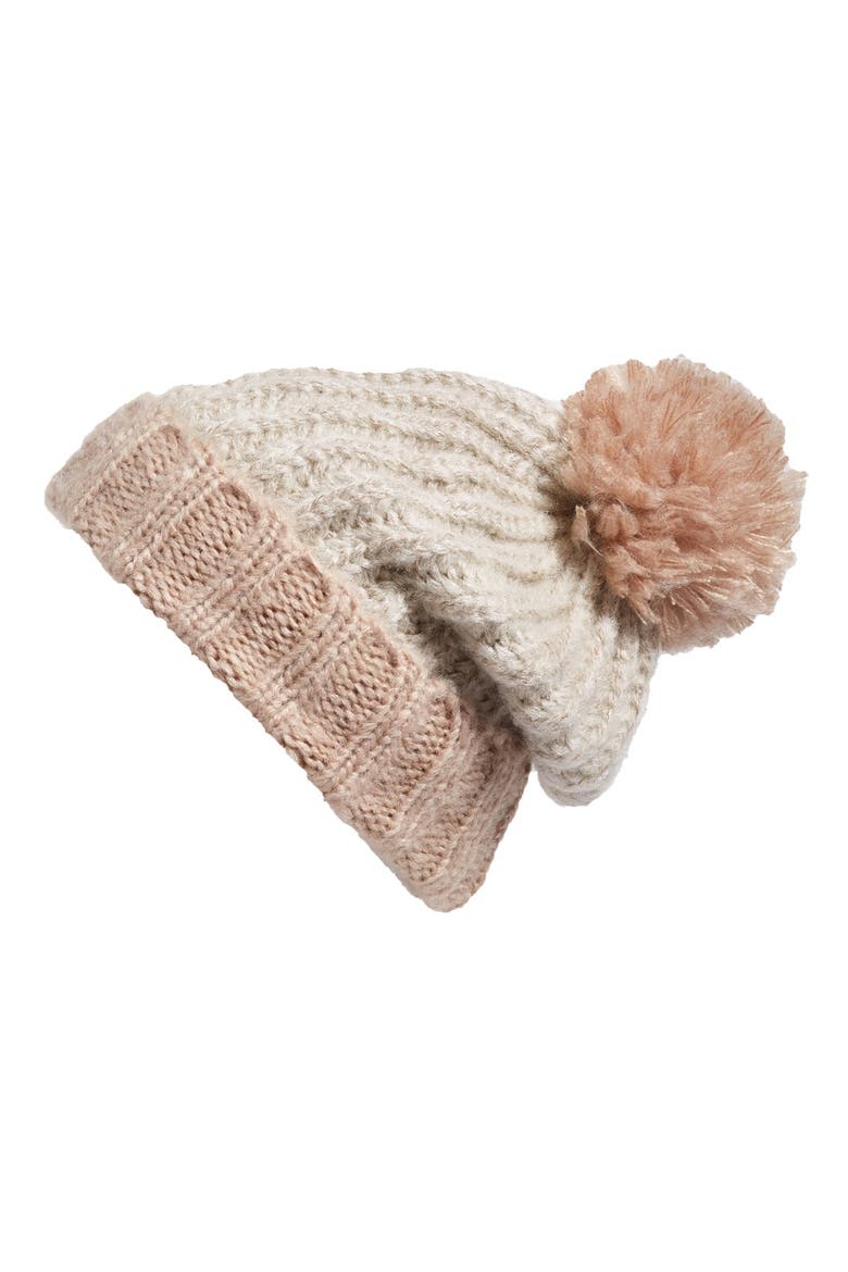 Stripe Chunky Knit Beanie, Main, color, TAN MULTI