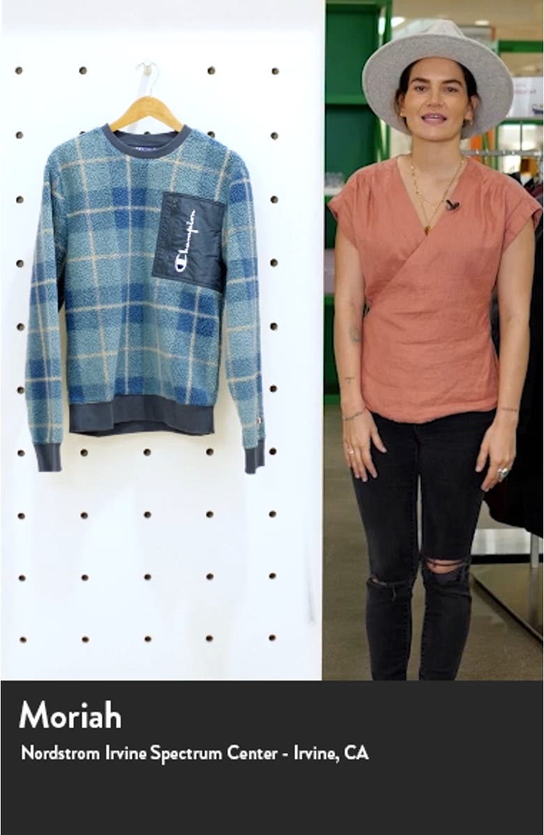 Plaid Fleece Crewneck Sweatshirt, sales video thumbnail