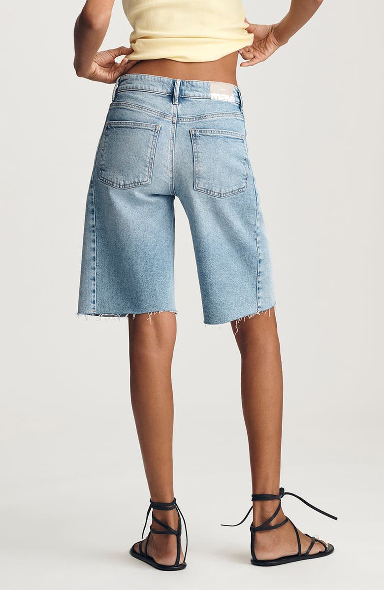 Mavi Jeans Nica Raw Hem Long Denim Barrel Shorts, Alternate, color, 