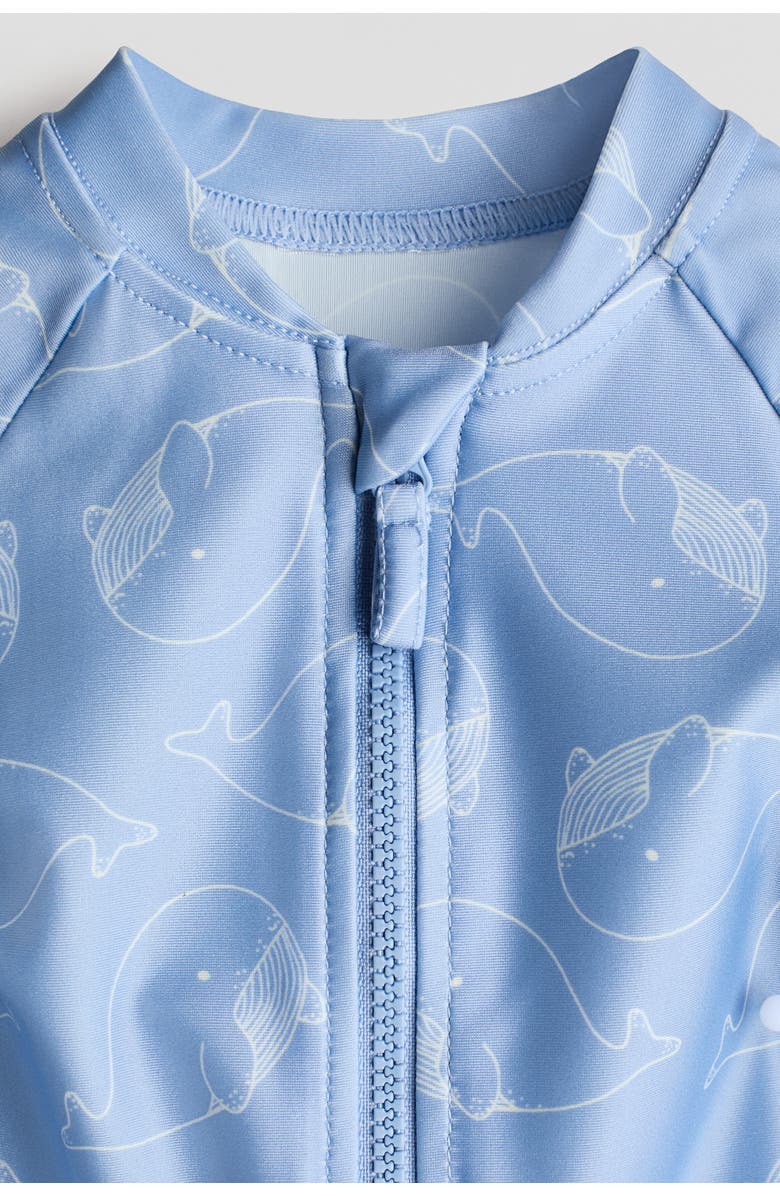 H&M Upf 50 Swimsuit, Alternate, color, Light Blue/Whales