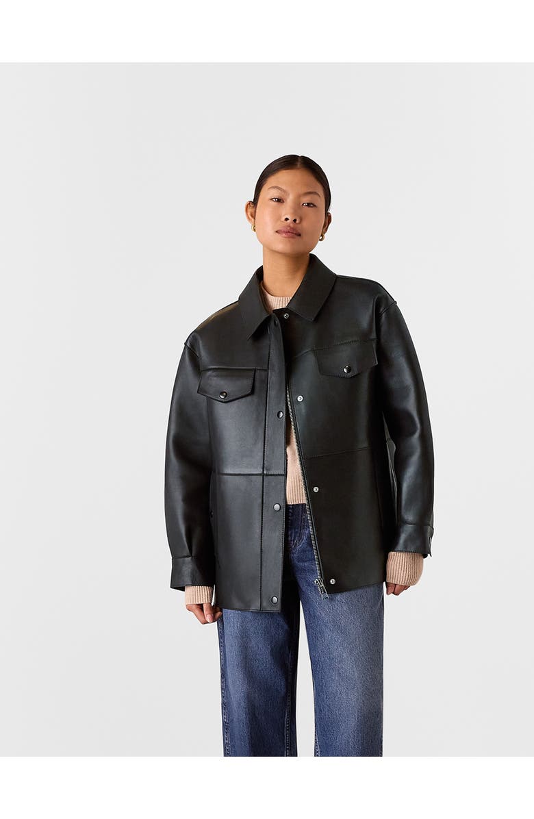 Whistles Clean Bonded Leather Jacket, Main, color, Black