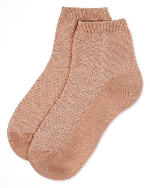 Memoi Girls' Pique Stitch Anklet Socks In Brown