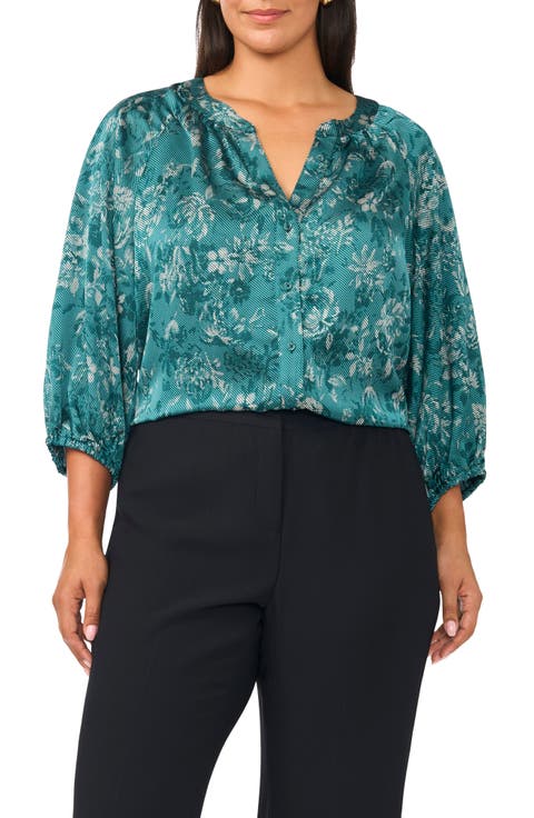 Floral Print Raglan Sleeve Button Up Shirt