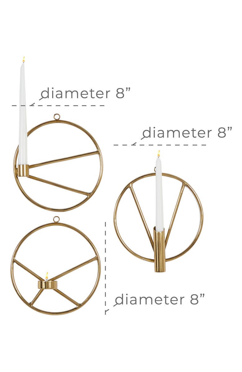 WILLOW ROW Goldtone Stainless Steel Modern Wall Sconce - Set of 3, Alternate, color, Gold