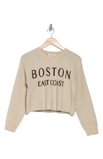 Vigoss Destination Crop Pullover Sweater In Oatmeal Heather