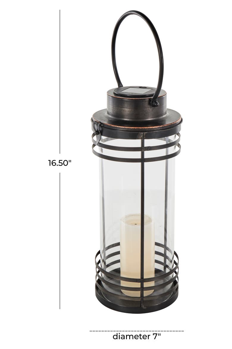 Black Metal Candle Lantern, Alternate, color, BLACK