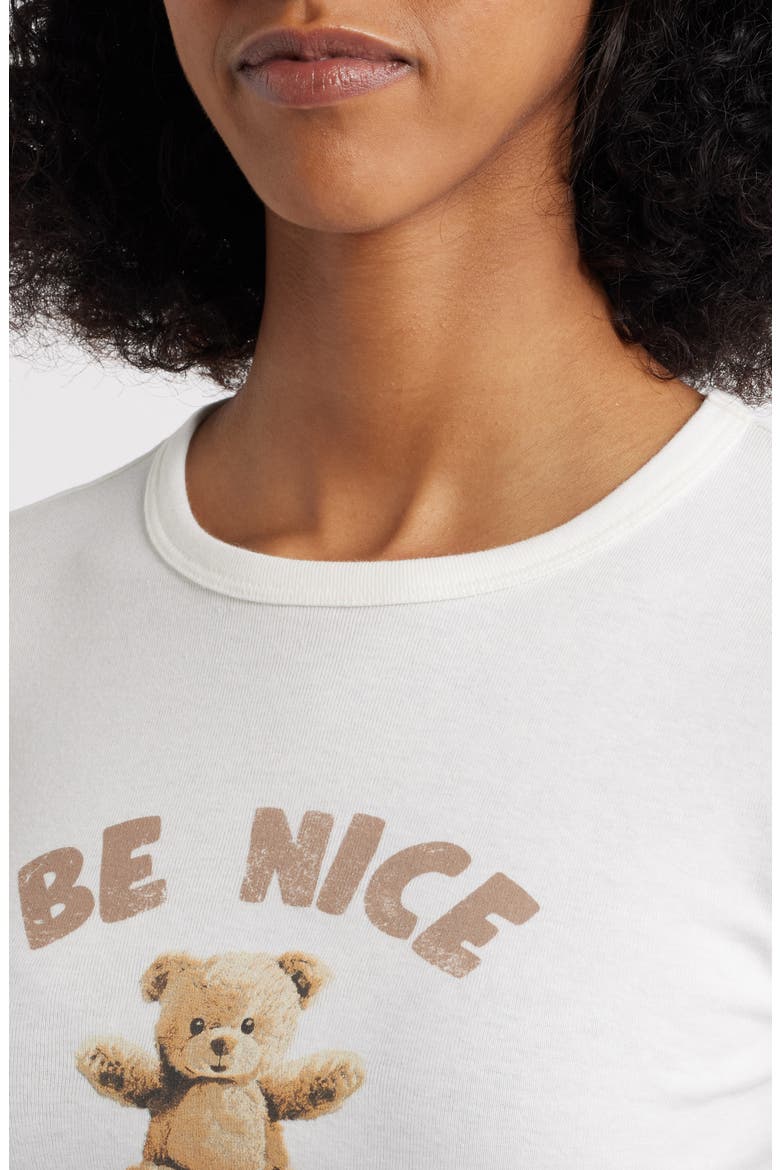 Be Nice Bear Graphic Baby Tee, Alternate, color, MARSHMALLOW