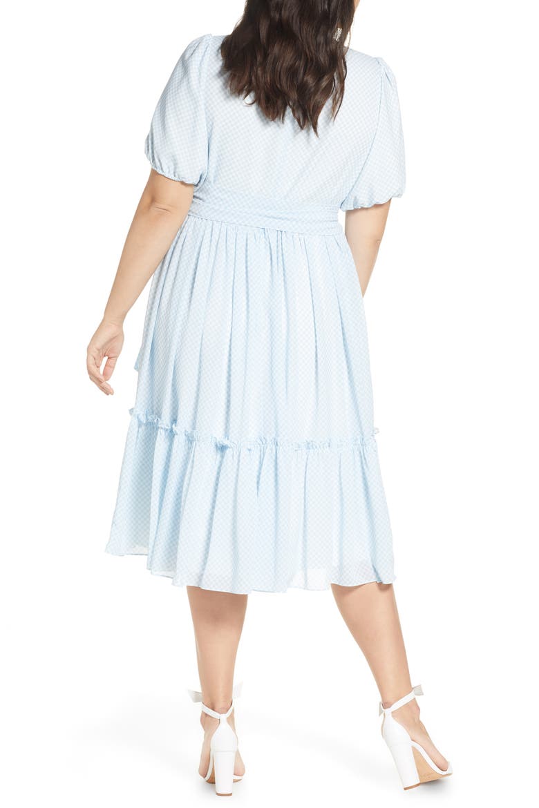 Gingham Puff Sleeve Dress, Alternate, color, BLUE SKYWAY GINGHAM