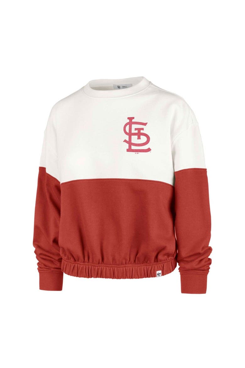 Women's '47 White/Red St. Louis Cardinals Take Two Bonita Pullover Sweatshirt, Alternate, color, White