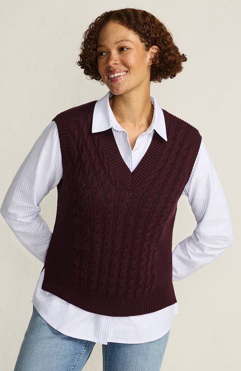 Drifter Modern Cable V Neck Vest Sweater