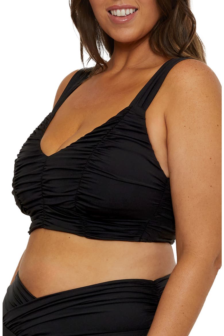 Colorcode Shirred Bikini Top, Alternate, color, BLACK
