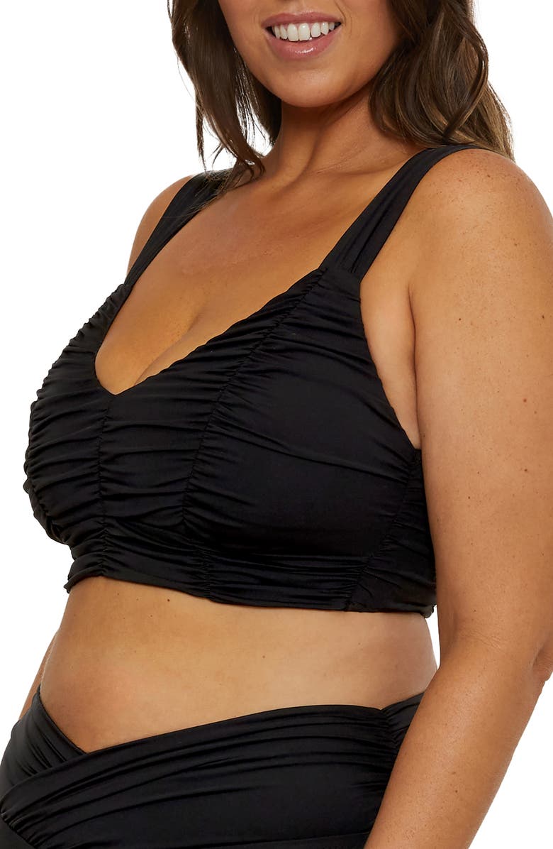 Becca Etc. Colorcode Shirred Bikini Top, Alternate, color, Black