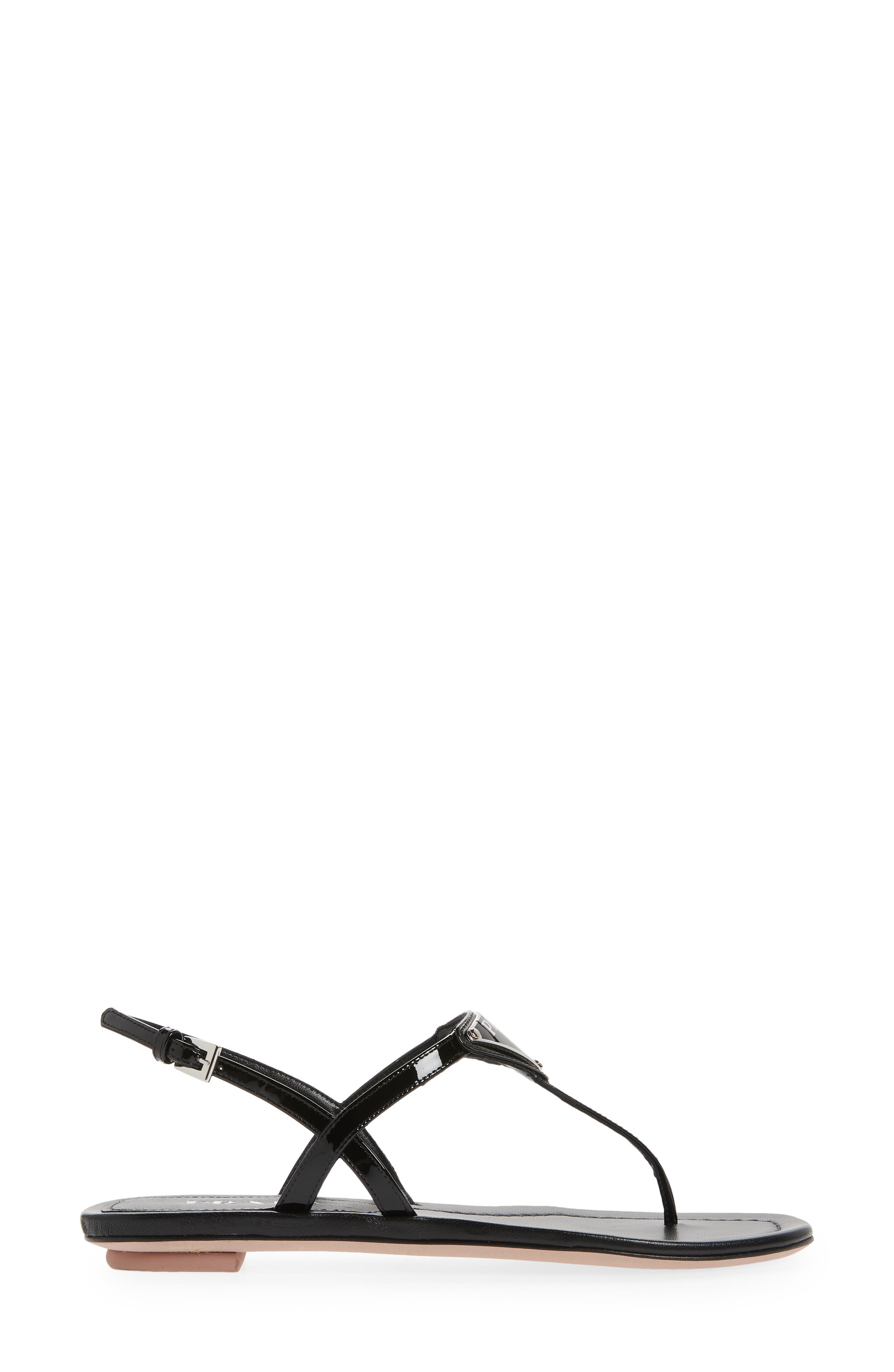 Prada Triangle Logo Sandal, Alternate, color, 