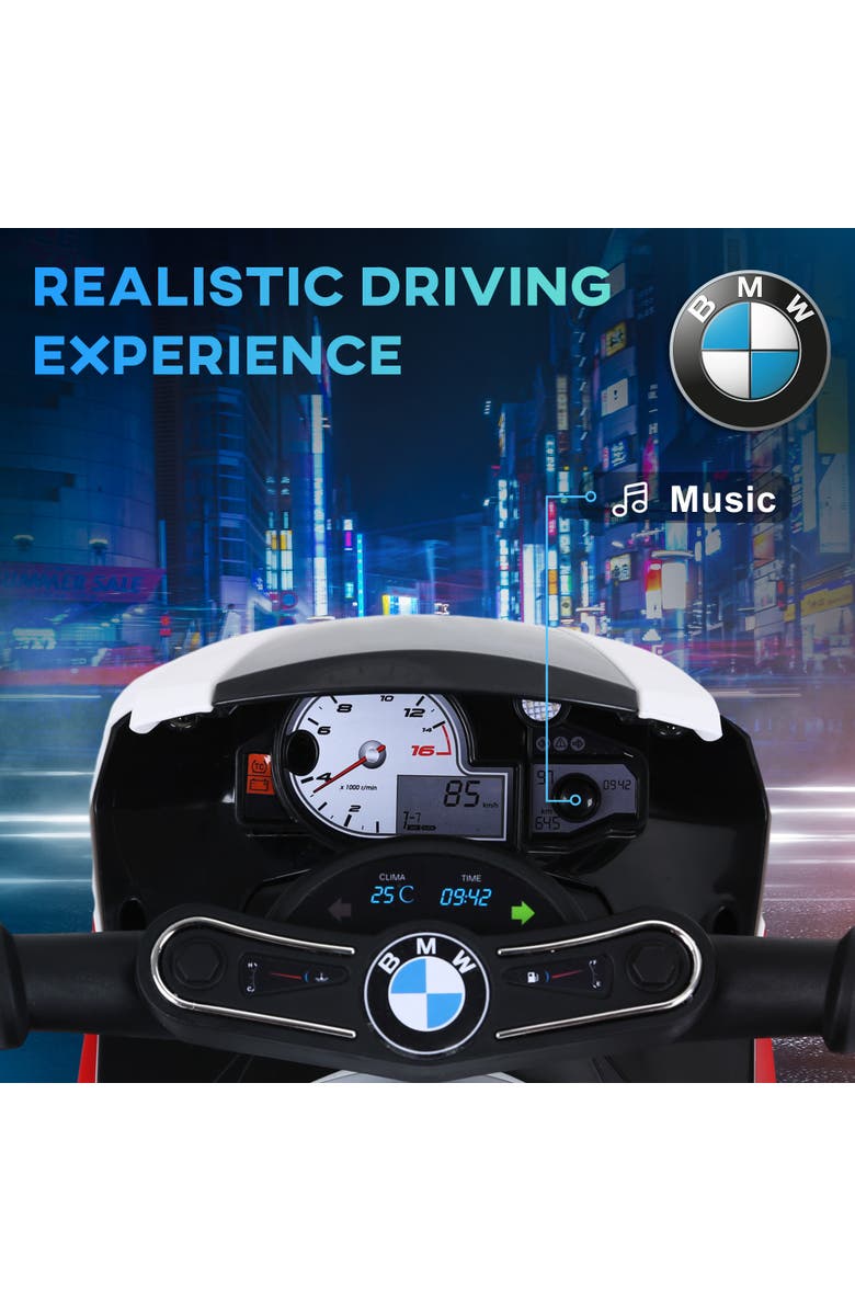 Aosom 6V Licensed BMW Ride On Motorcycle with Headlight, Music, Alternate, color, Red