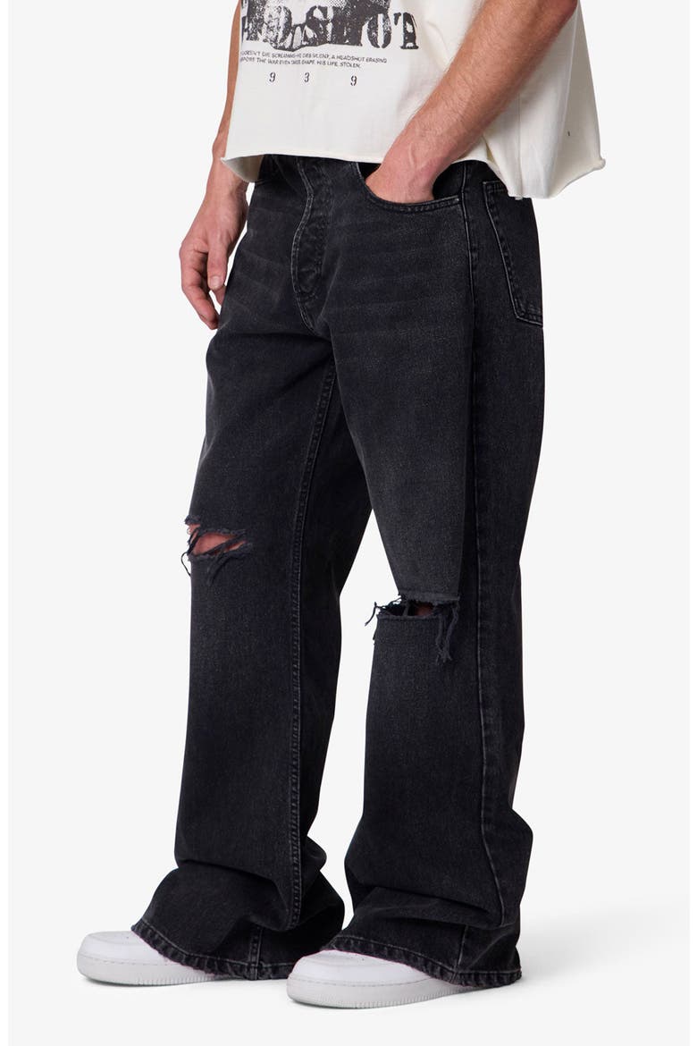 Distressed Kick Flare Jeans, Alternate, color, WASHED BLACK